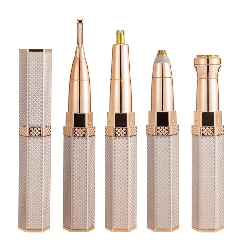 محمولة 4 في 1 ماكينة إزالة الشعر الكهربائية النسائية بدون ألم لتشذيب البكيني والجسم والوجه والحاجبين مع شحن USB - 2