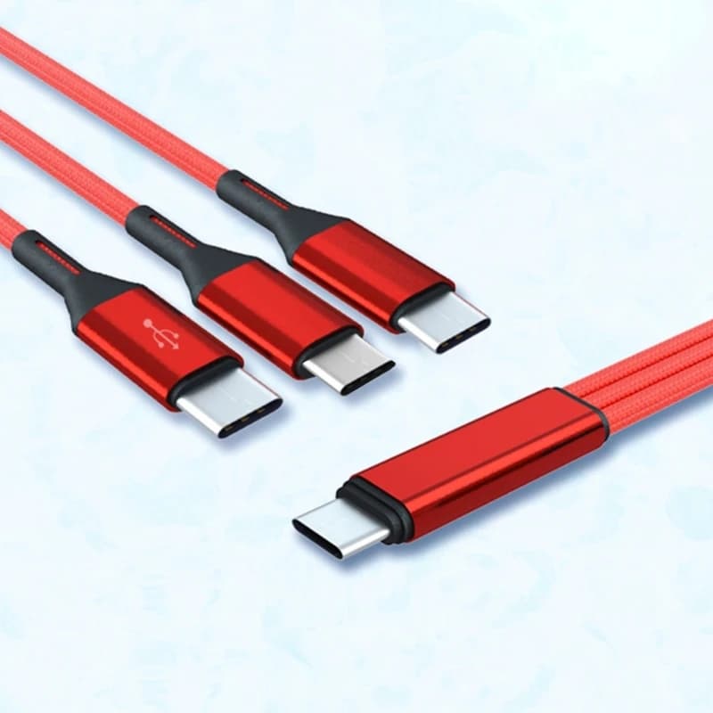 3 in 1 USB C to USB C Multi 3 in 1 Type C to 3 Type C Port Charger Cord, 5V 2A Fast Charging Cable for 3 Mobile Phones - 4