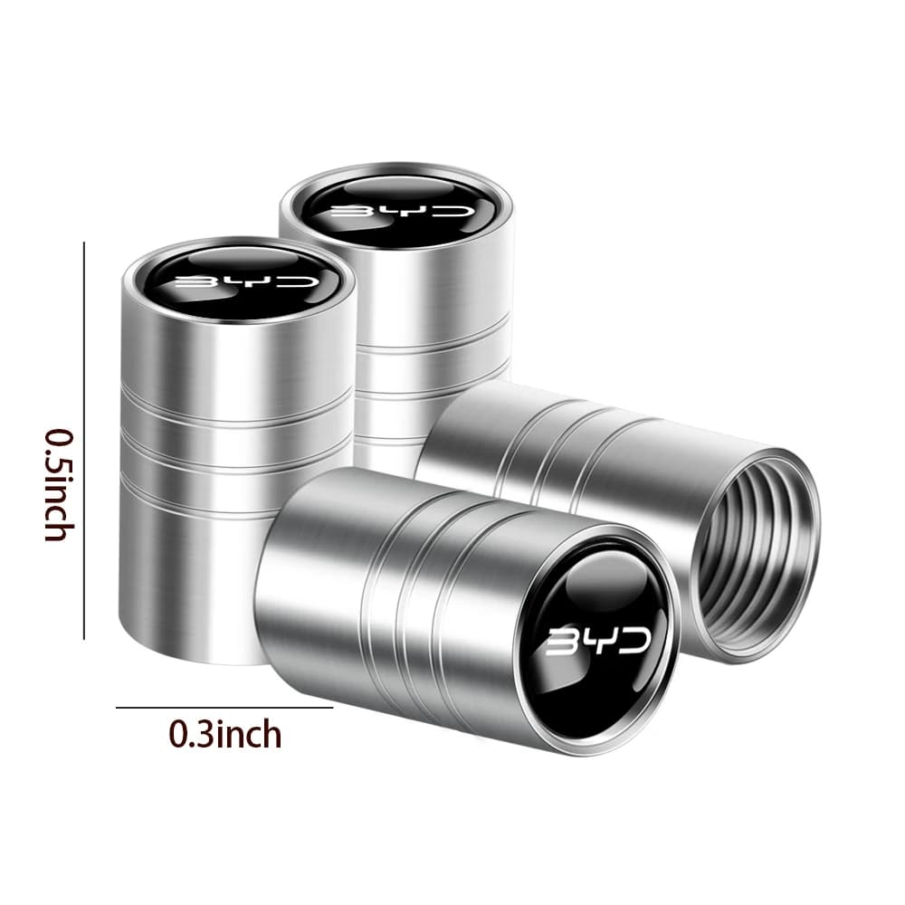 4Pc Tyre Valve Cover Metal Car Tire Wheel Stem Air Valve Cap for BYD Atto 3 EV Yuan Plus Song Plus Dmi Dolphin Seal Tang Han Qin - 2