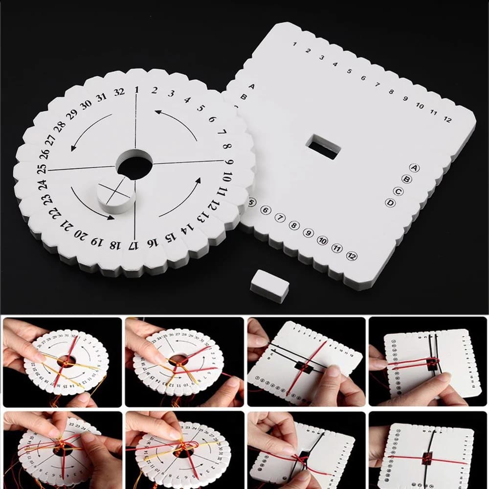 4 قطعة قرص تجديل مربع مستدير Kumihimo الديكور الحبل القرص تجديل لوحة مضفر سوار ذاتي الصنع تلوح في الأفق النسيج المجلس - 4