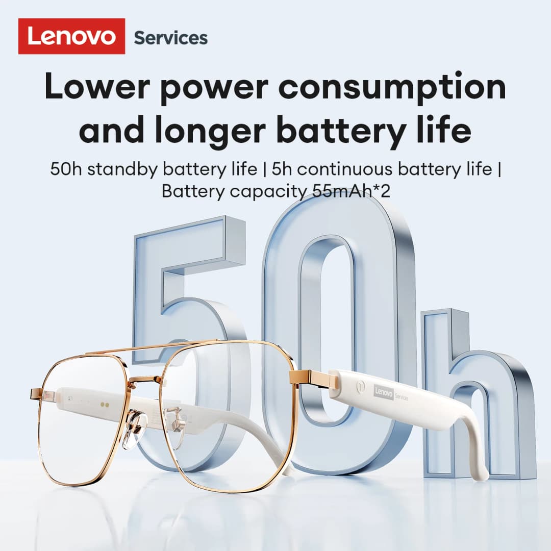 نظارات Lenovo GS105 الذكية AI بلوتوث 6.0 نظارات شمسية مع مكالمات HD وسماعات موسيقى وإلغاء الضوضاء ENC وميكروفون مزدوج للرجال والنساء - 3