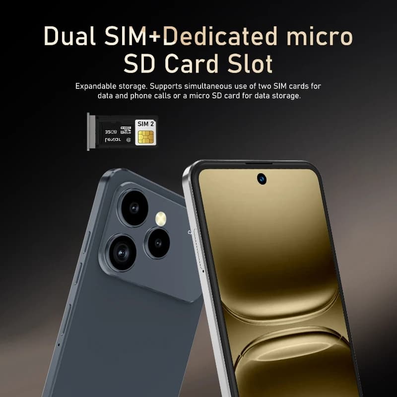 هاتف فوفي جلوبال فيجن i17 برو ماكس الذكي بنظام أندرويد، 8 جيجابايت رام، 256 جيجابايت روم، شاشة 6.56 بوصة، كاميرا 24+48 ميجابكسل، شبكة الجيل الخامس - 6