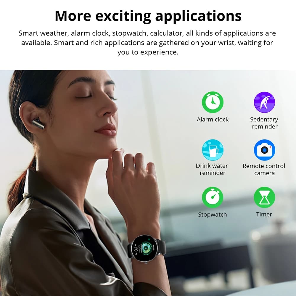 ساعة كولمي V89 الذكية للنساء بشاشة AMOLED 1.43 بوصة ومكالمات بلوتوث وتتبع الصحة ومقاومة الماء - 6