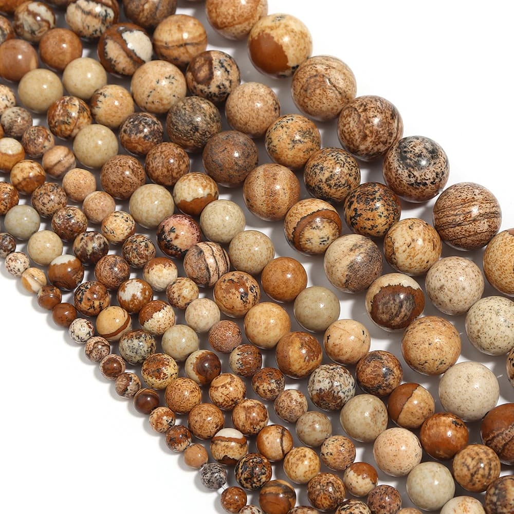Natural Picture Jasper Stone Beads Round Gem Bead for Jewelry Making DIY Bracelets Necklace Beaded Accessories 4/6/8/10/12mm - 3