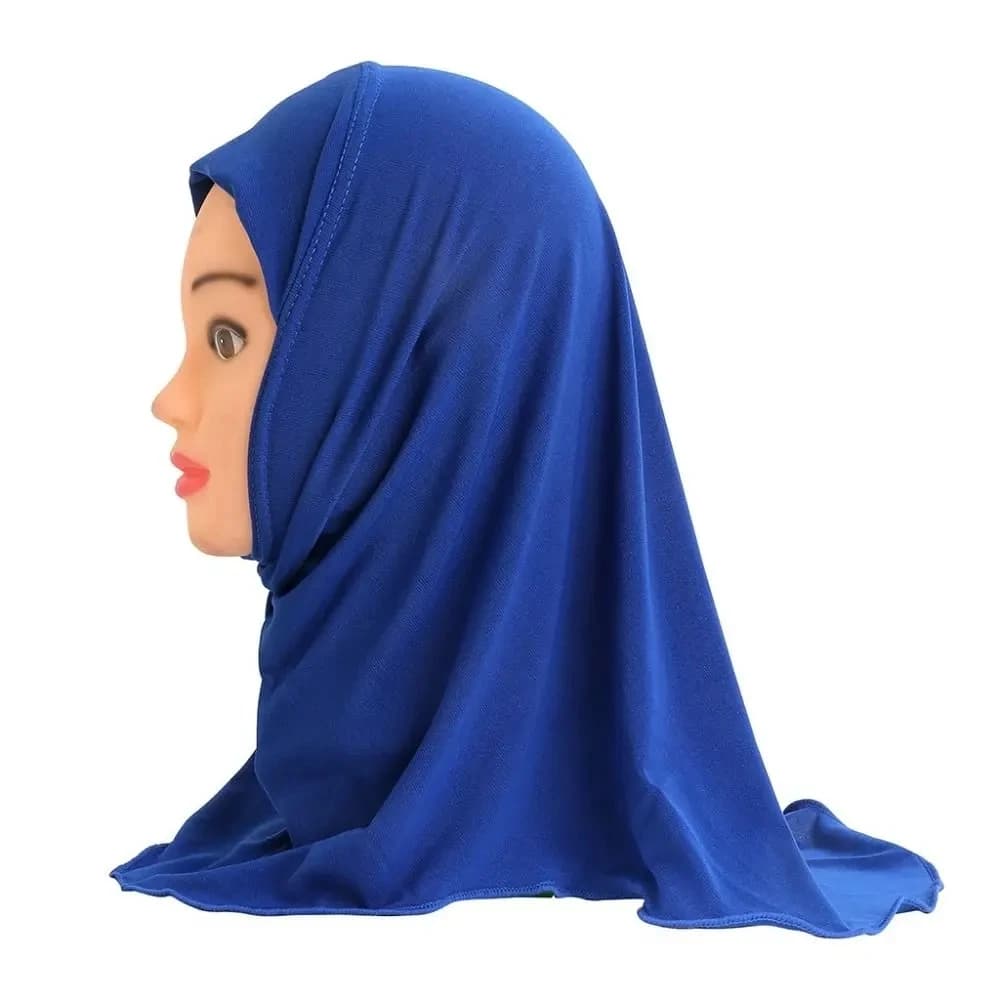 Solid Color Children Hijabs Muslim Girls Kids Hijab Islamic Scarf Shawls Soft Stretch for 2 to 7 Years Old Girls Turban 50cm - 5