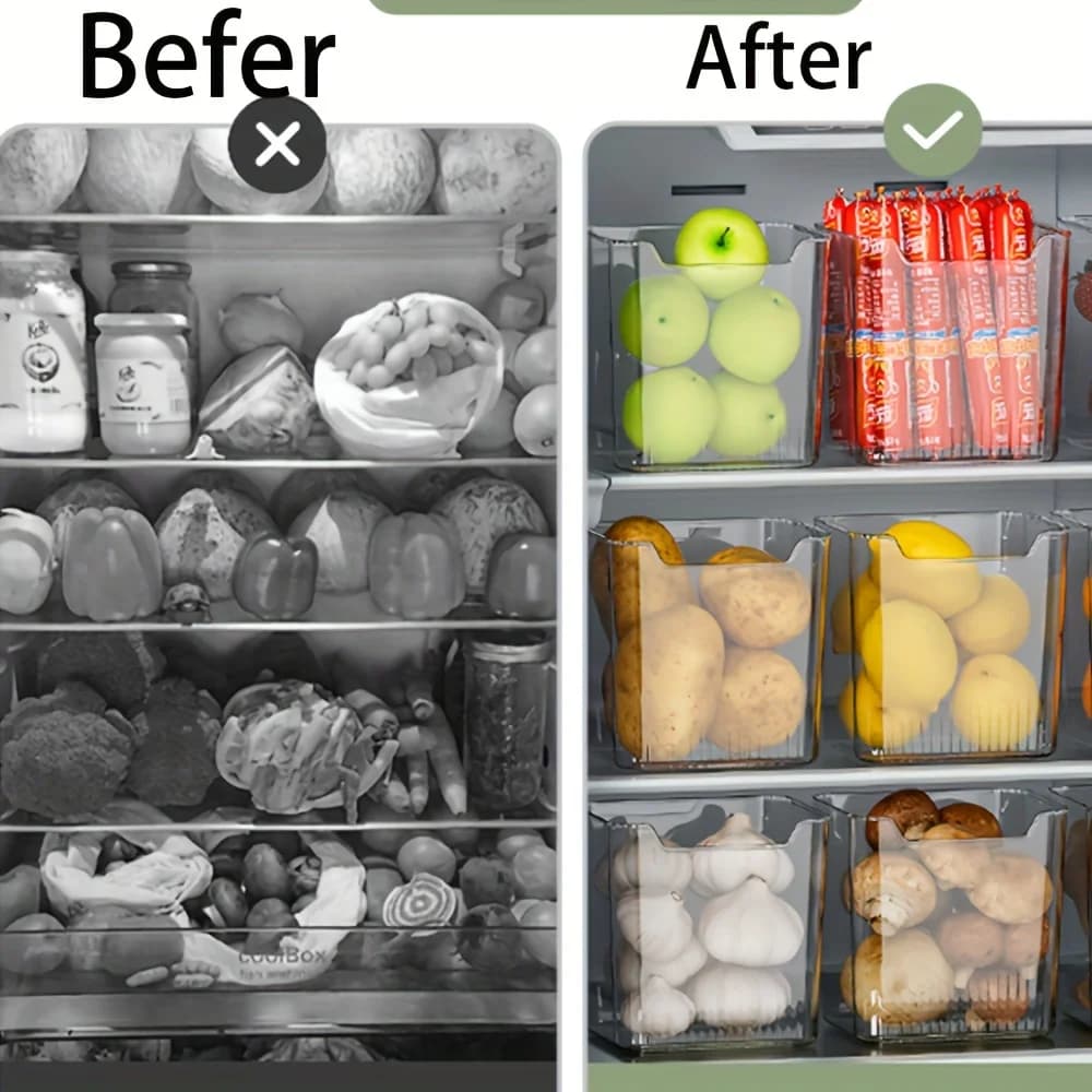 3Pcs BPA-Free Refrigerator Side Door Organizer Set Transparent,Freshness Preserving Storage Containers for Kitchen & Dining - 3