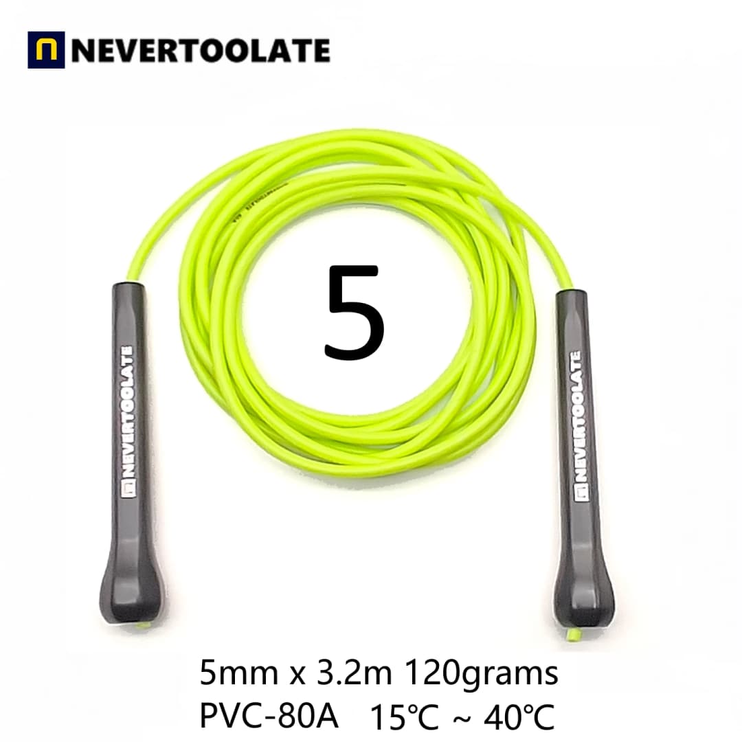 NEVERTOOLATE حبل قفز طويل إضافي 3.2 متر مقبض 14 سم بسرعة ملاكمة 5 مم PVC ناعم خالي من التشابك للياقة البدنية - 3