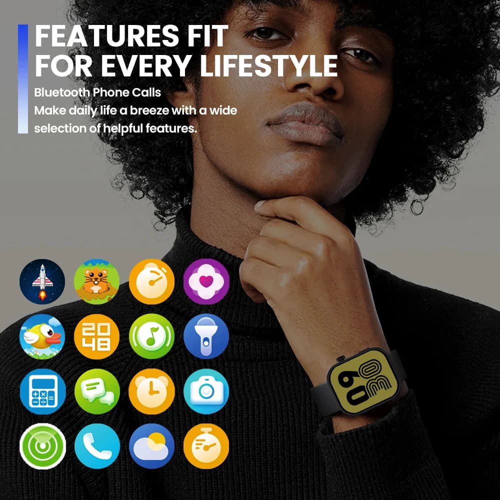 ساعة ذكية جديدة زيبليز بي توك بلس للمكالمات الصوتية بشاشة ملونة عالية الدقة 2.03 بوصة لتتبع الصحة واللياقة البدنية للرجال والنساء - 5
