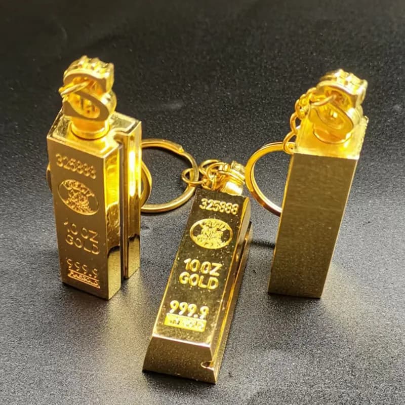 New Gold Bar Design Metal Pendant Lighter Open Flame Smoking Accessory for Outdoor Adventure Small Portable Lighting Tool - 2