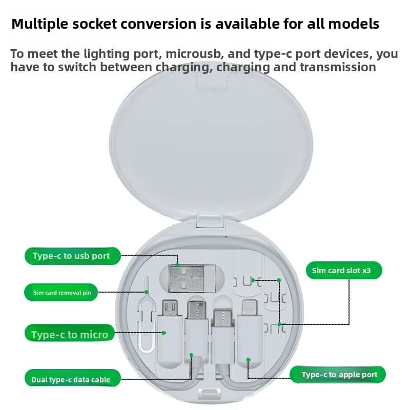 متعدد USB نوع C إلى C 60 واط كابل محول الشحن عدة صندوق USB C إلى تحويل الإضاءة مجموعة USB ونوع C إلى مايكرو/نوع C/الإضاءة - 4