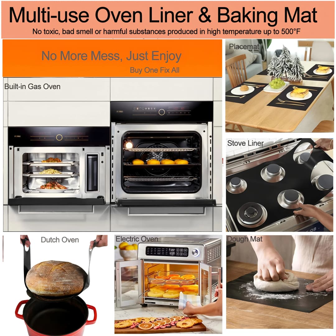 بطانات قاع الفرن غير لاصقة حصيرة شواية قابلة لإعادة الاستخدام بطانة محمصة المطبخ ورق خبز مقاوم للحرارة لفرن الهواء الساخن - 6