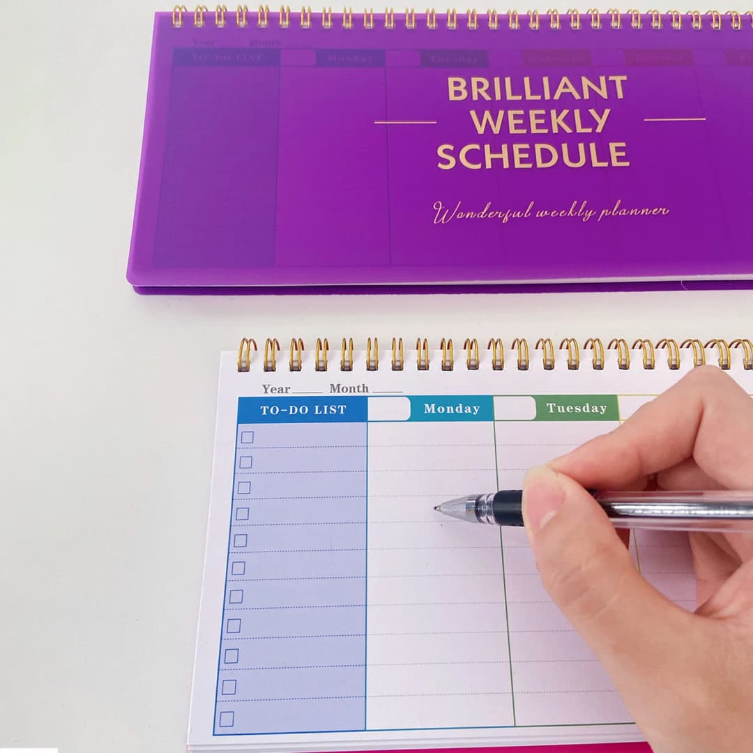 60 ورقة/120 صفحة دفتر ملف إنجليزي مخطط أسبوعي بطاقة دراسة تجارية مذكرة جدول زمني دفتر ملاحظات - 3