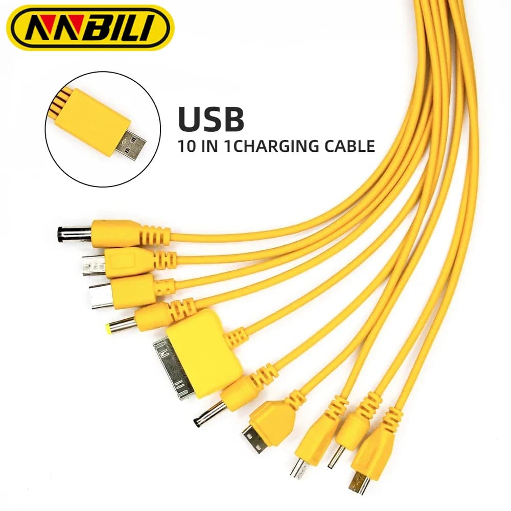 كابل USB عالمي 10 في 1 من NNBILI كابل شحن متعدد متوافق مع سماعة بلوتوث متعددة للهاتف الخلوي ومشغل MP3
