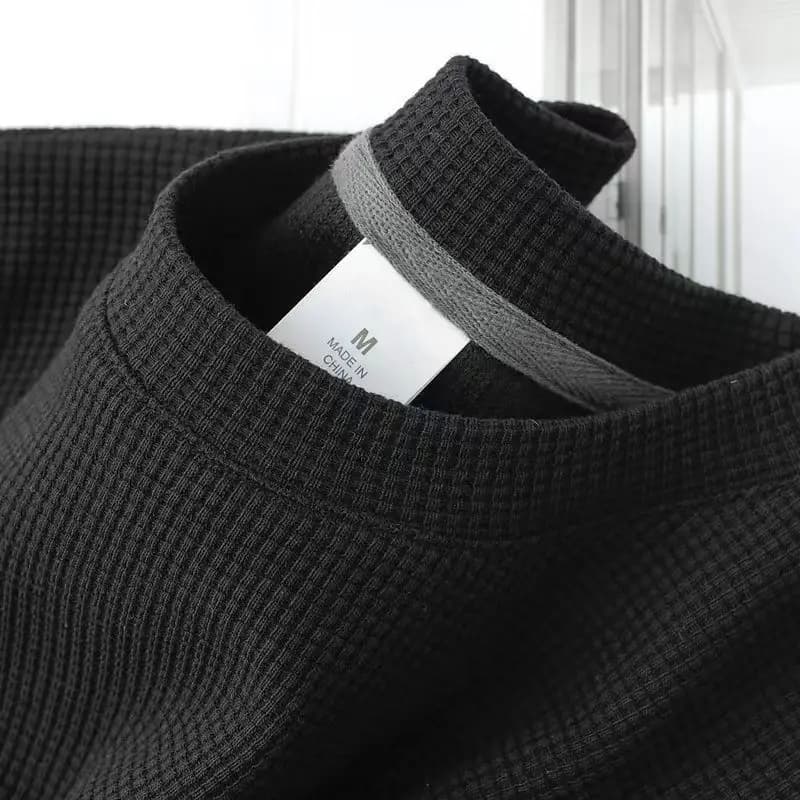 تي شيرت وافل قصير الأكمام، للرجال والنساء، صيفي، ياباني، رقبة دائرية، نصف كم، فضفاض، كاجوال، بلون سادة - 5