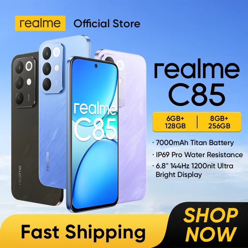 realme C85 4G Smartphone 6.8" 144Hz 1200nit LCD Display Snapdragon 685 Chipset 7000mAh Battery 45W Charge 50MP Camera IP69 Pro
