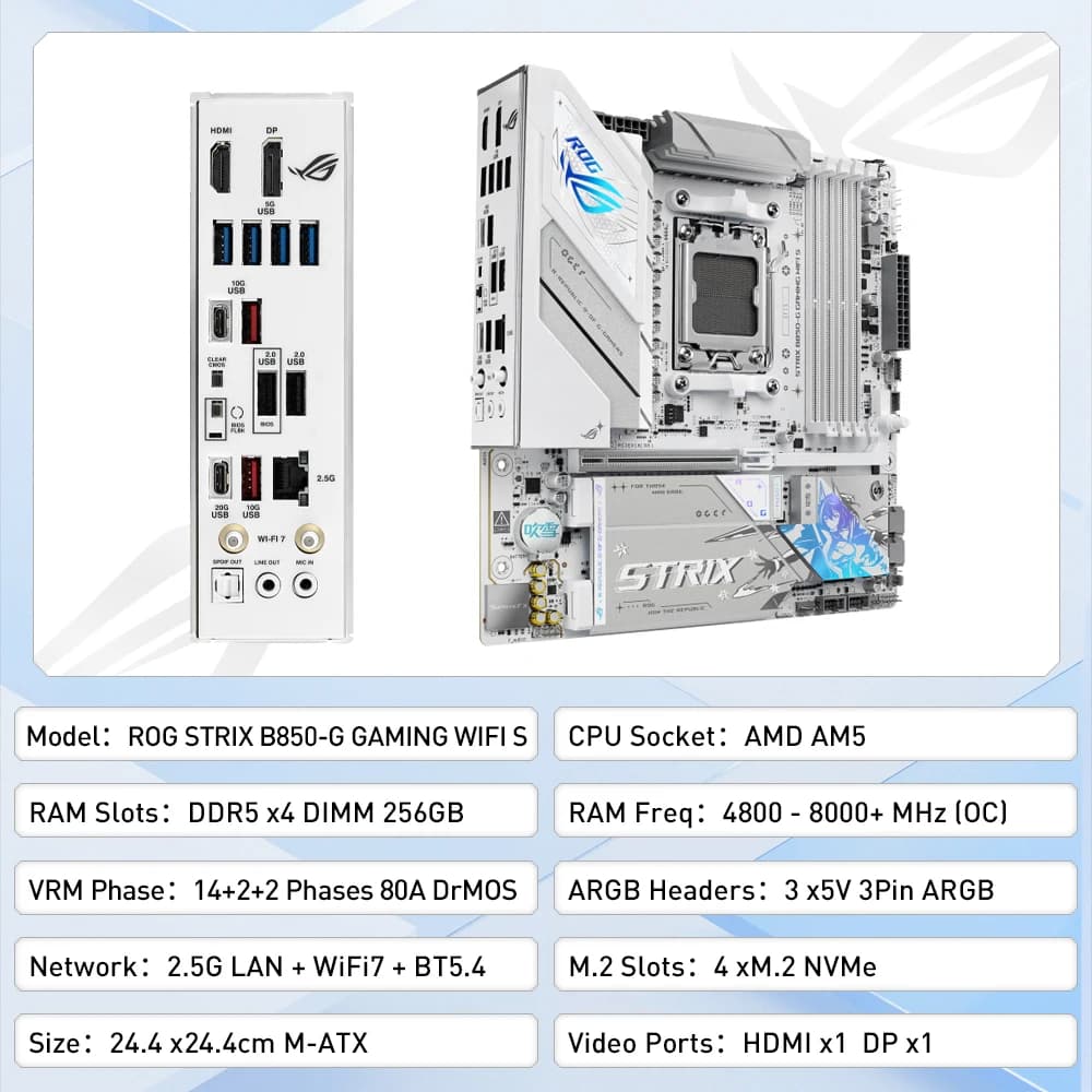 ASUS ROG STRIX B850-G GAMING WIFI S 256GB Compatible with 9000/8000/7000 series Support PCIe 5.0 Adopting the AM5 aarchitecture - 2