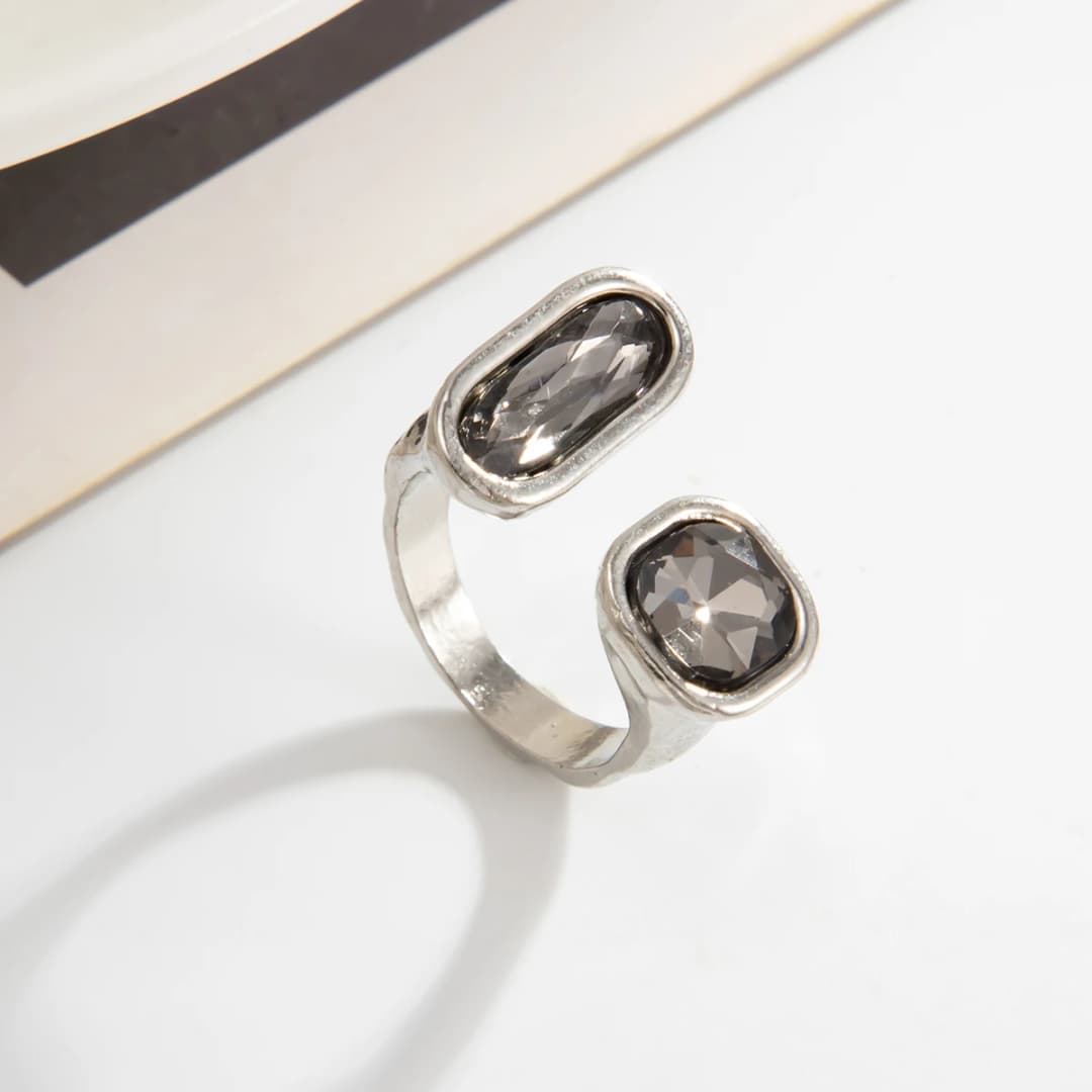 خاتم مفتوح مرصع بحجر الراين الأكريليك البسيط من KunJoe للنساء خاتم مفصل قابل للتعديل هندسي كوري موضة مجوهرات حفلات هدية للسيدات - 5