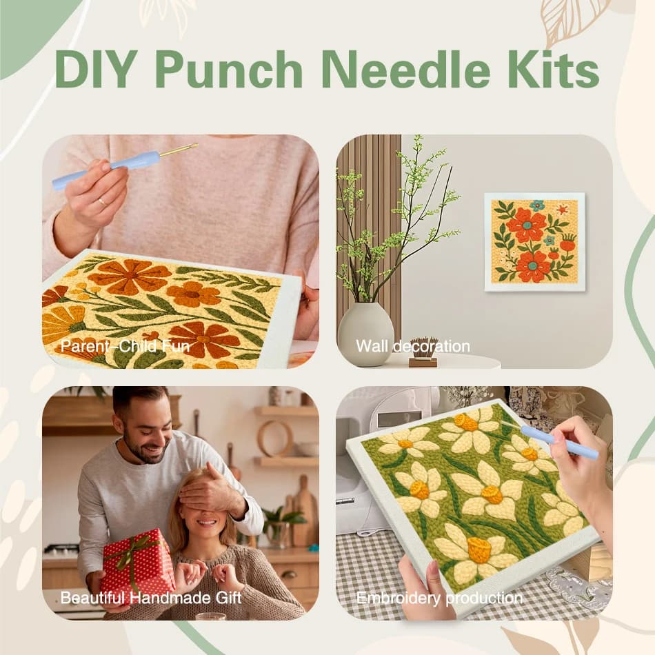 مجموعة بدء التطريز بالإبرة 25x25 سم مع نمط قطة للمبتدئين والبالغين كهدية ديكور يدوي - 4