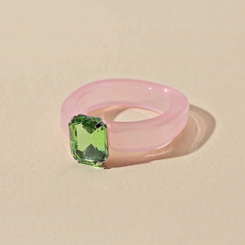 Fashion Luxury Irregular Geometric Transparent Colorful Crystal Rhinestone Zircon Round Ring For Women Shiny Jewelry Accessories - 6