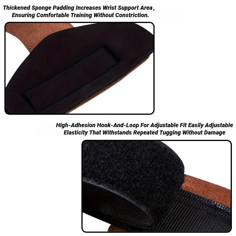 قفازات رياضية من جلد البقر، مقابض مضادة للانزلاق، حزام طاقة للوزن، وسادات رفع الرفع، تمرين كروسفيت للياقة البدنية، حماية راحة اليد - 2