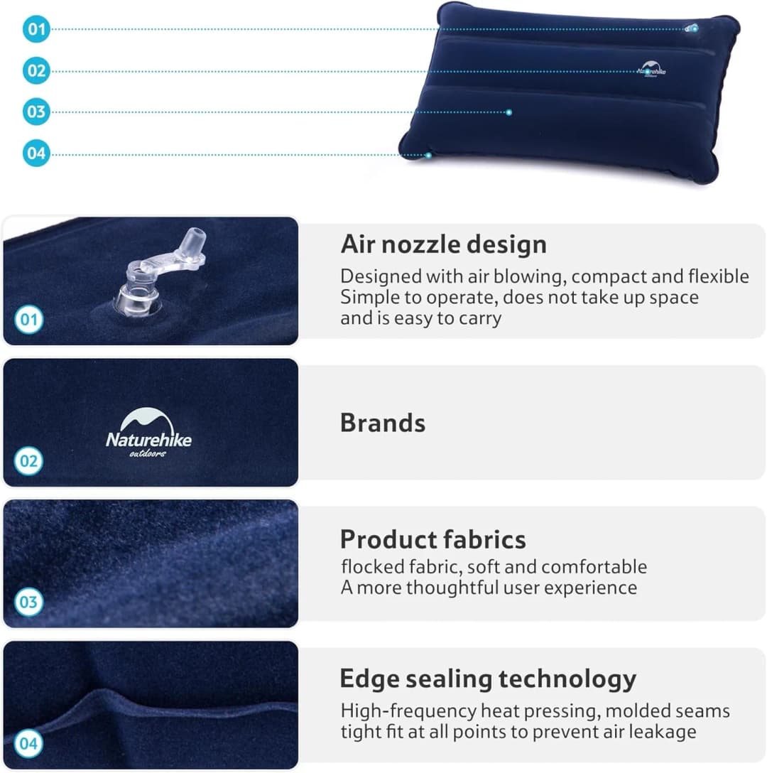 Naturehike Camping Pillow Ultralight Inflatable Pillow for Neck Support Comfortable Portable Backpacking Travel Office Pillow - 5