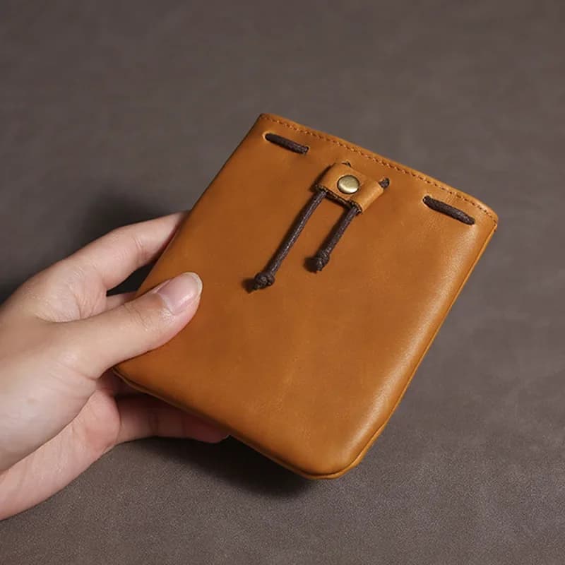 الجملة الجلود الرباط الحقيبة خمر جلد البقر بطاقة حقيبة التخزين اليدوية عملة كبسولة تغيير حقيبة الحقيبة المال الصغيرة - 3