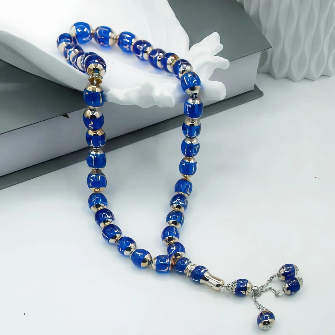 مسبحة صلاة مسلمة 12 ملم 33 حبة مسبحة صلاة مسلمة للجنسين مسبحة كلمات إكسسوارات لوازم العبادة ديكور مسبحة دينية - 3