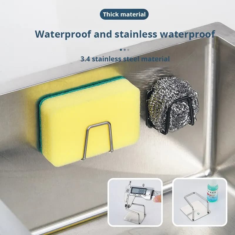 1pc Stainless Steel Sink Sponge Rack For Sponge Steel Wire Ball Draining Paste The Inner Wall Of The Sink Kitchen Supplies - 3