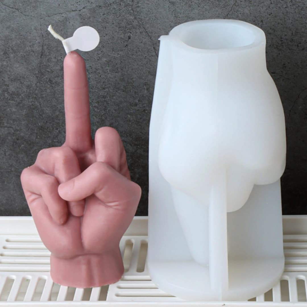 Creative Love Middle Gesture Candle Making Set Human Hand Heart Finger Soap Resin Silicone Mould Chocolate Desk Decor Gag Gifts - 2