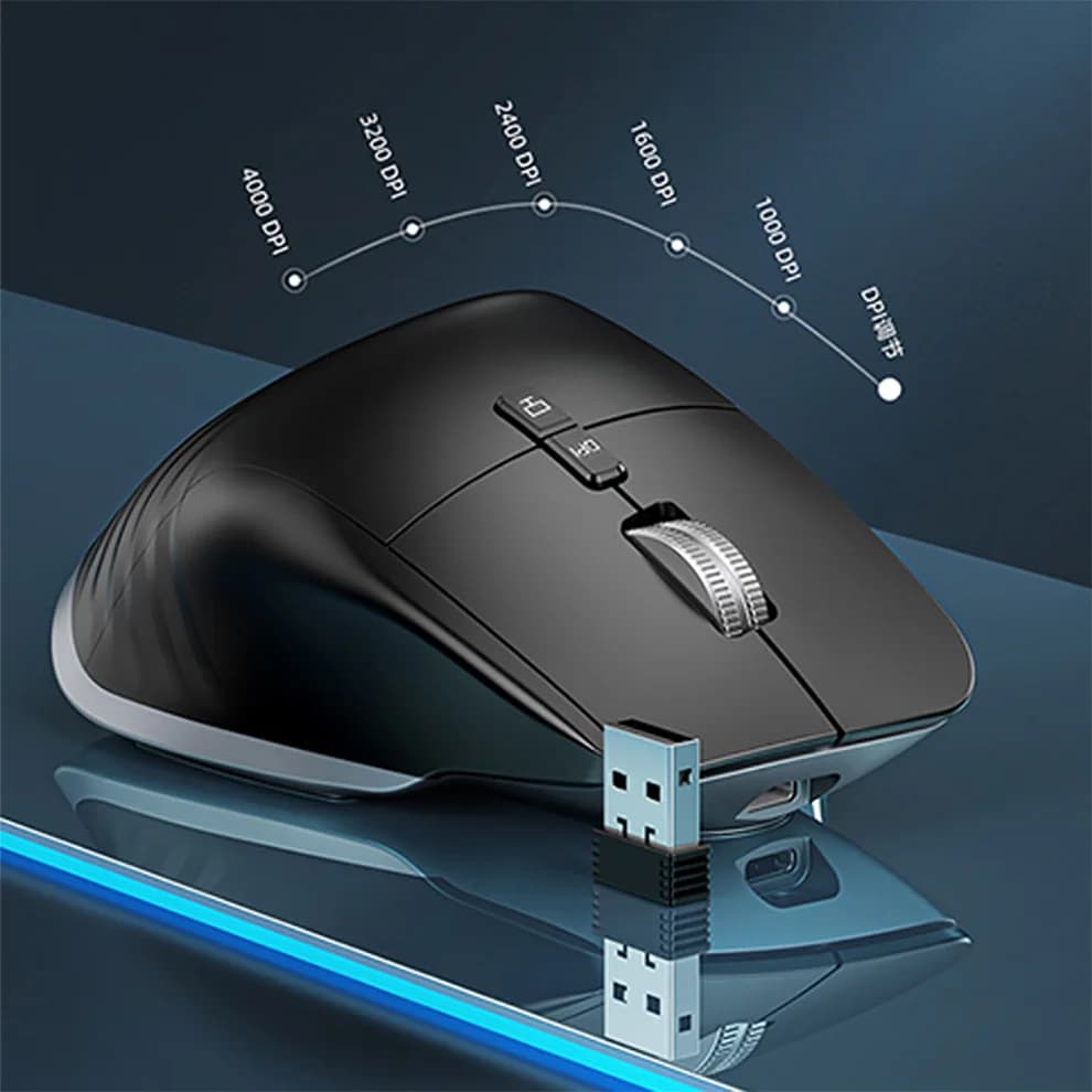JOMAA 2.4G Wireless Mouse Bluetooth RGB Rechargeable Ergonomic Design Computer Mice For Computer Gaming Office - 5