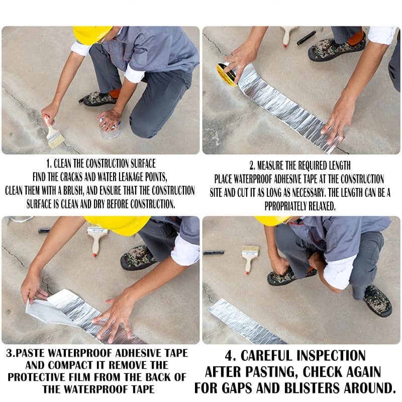 شريط مقاوم للماء ودرجات الحرارة العالية من رقائق الألومنيوم البوتيلي السميك، لإصلاح شقوق الجدران وحمامات السباحة والأسطح - 6