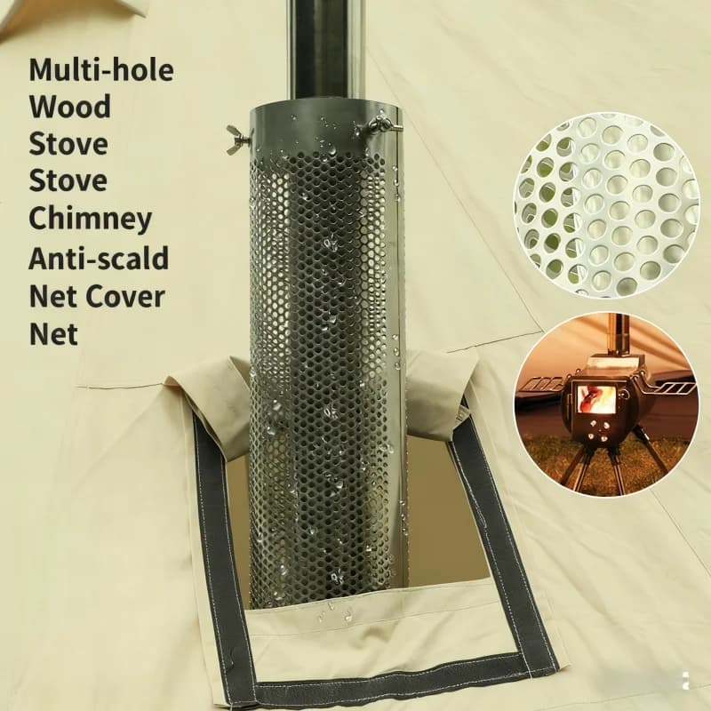 Camping Stove Pipe Stainless Steel Chimney Tube For Outdoor Tent Wood Stove Heat Resistant Anti Scald Cover Safety Accessories
