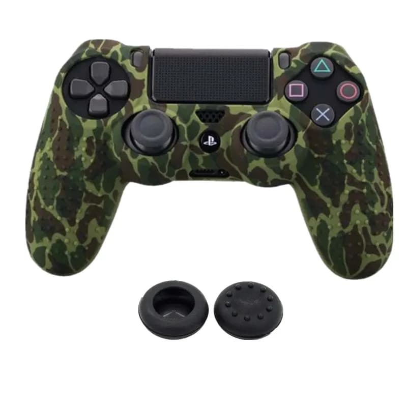 حافظة سيليكون مموهة واقية لجهاز Sony PS4 DS4 Pro، مع قبعات عصا التحكم بمقابض الإبهام - 3