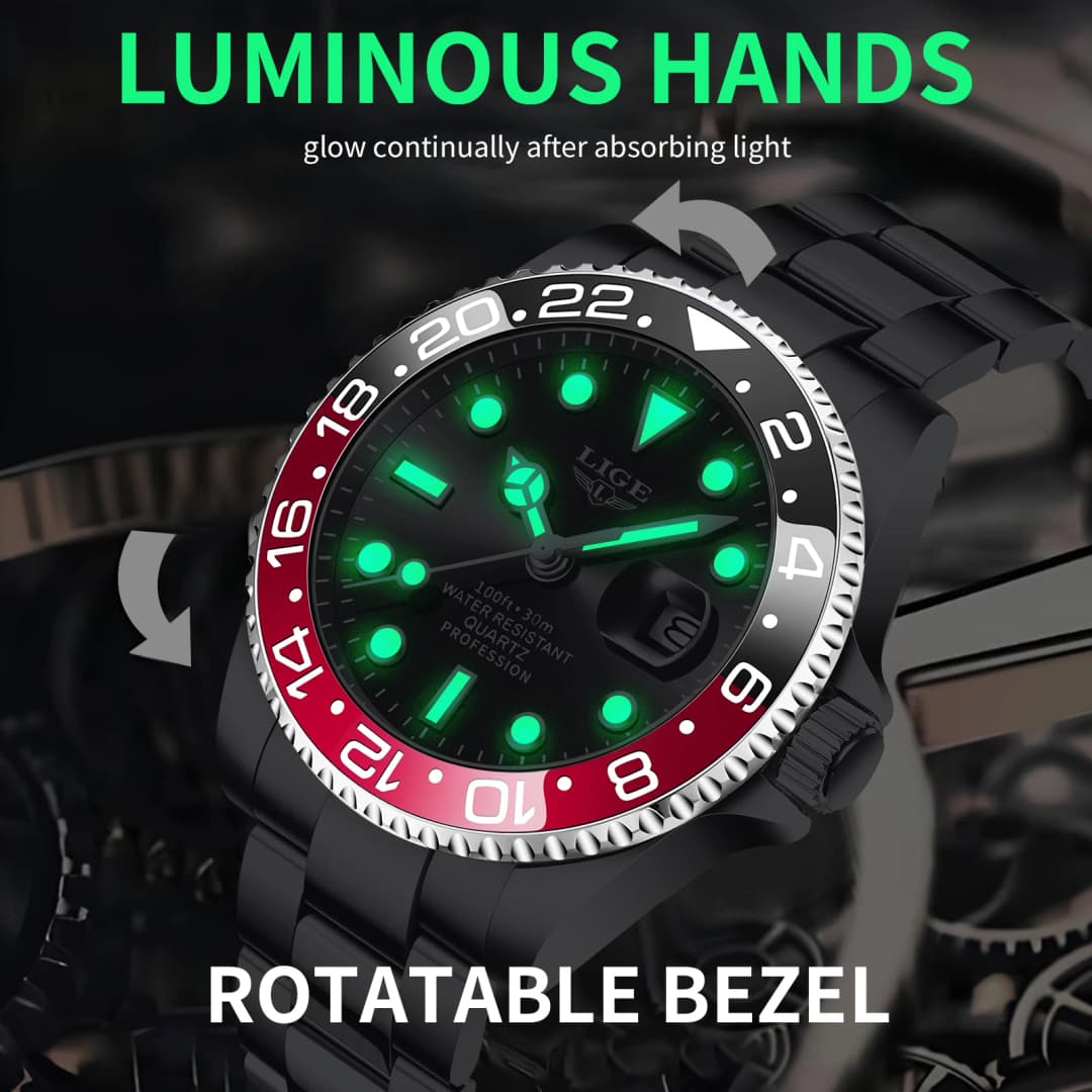LIGE quartz wristwatch brand new men's watch luminous stainless steel business luxury clock waterproof gift mens watch reloj+BOX - 5