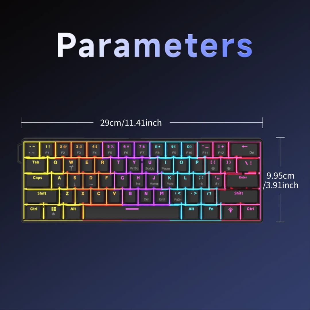 لوحة مفاتيح ميكانيكية سلكية للألعاب AJAZZ NK61 60% RGB قابلة للتبديل السريع 61 مفتاحًا لوحة مفاتيح صغيرة بمفتاح أحمر لألعاب الكمبيوتر - 6