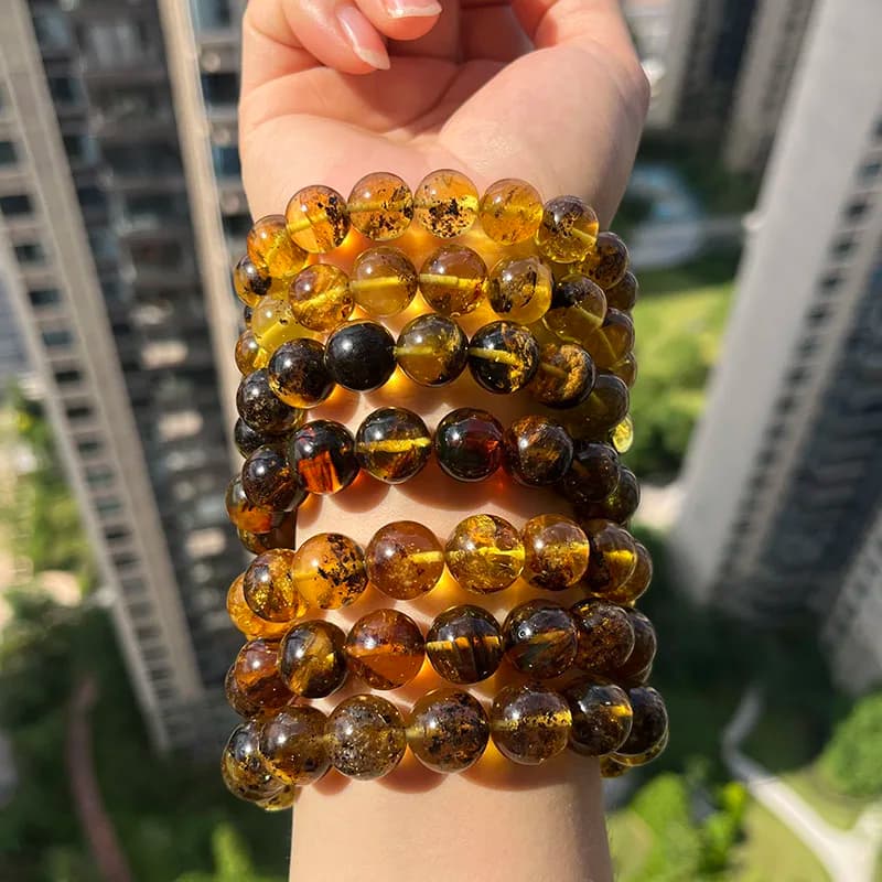 10.5 مللي متر 14 مللي متر 100% سوار كهرماني حقيقي حبة مستديرة خاصة للرجال هدية نبات البلطيق الأصلي حجر كريم لتقوم بها بنفسك مسبحة مجوهرات طبيعية - 5