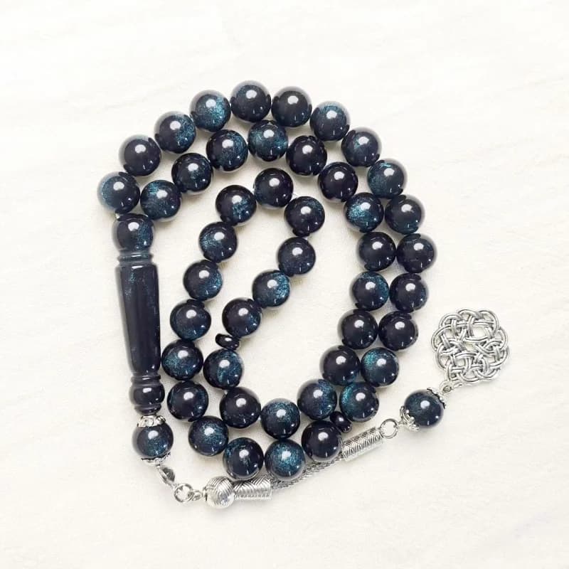 مسبحة إسلامية 10 ملم 45 أكريليك تقليد شمع العسل ضوء النجوم سوار أذن واحد TASBIH ، مسبحة صلاة في الشرق الأوسط - 6