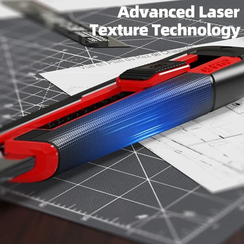 سكين منفعة ديلي قابل للسحب، سكين صندوق مدمج للكرتون والكرتون والصناديق، مع قطعة واحدة 18 ملم أوسع - 6