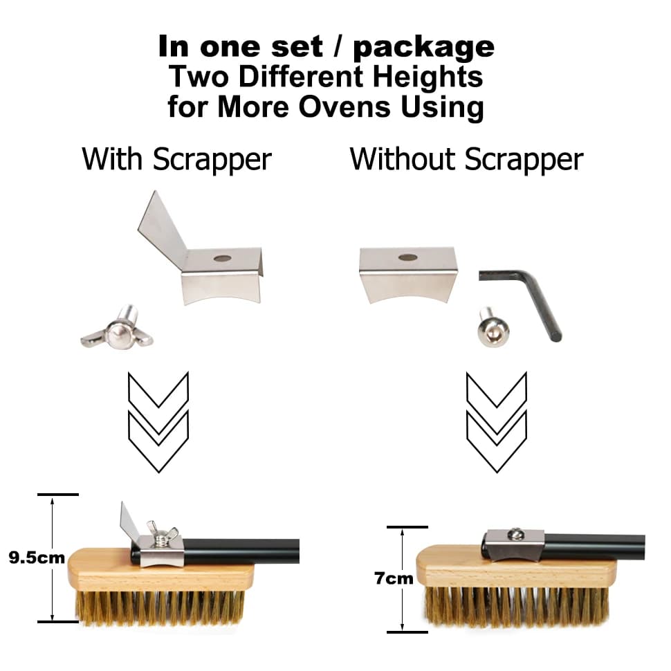 فرشاة تنظيف نحاسية احترافية لفرن البيتزا من شانغبيكسوان، فرشاة تنظيف نحاسية للشواية المنزلية مع مقبض ألومنيوم بطول 21 بوصة - 6