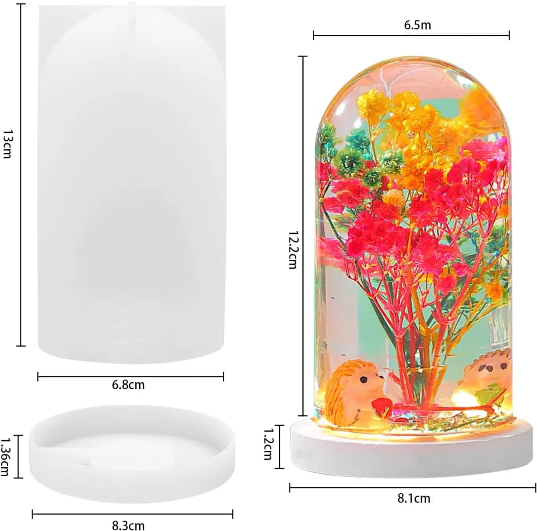 DIY Crystal Epoxy Resin Mold Led Night Light Ornament Spherical Lamp Holder Cylindrical Silicone Mold - 2
