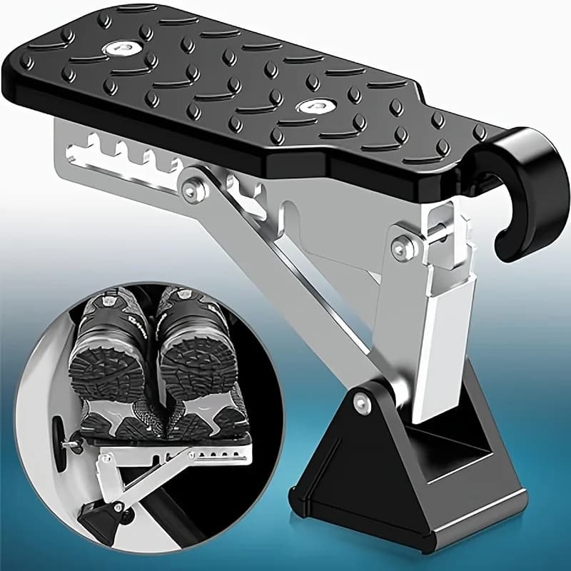 Chrome-Plated Aluminum Alloy Car Foot Pedal Step Board with Hook, Universal Vehicle Auxiliary Running Boards for Easy Access - 3