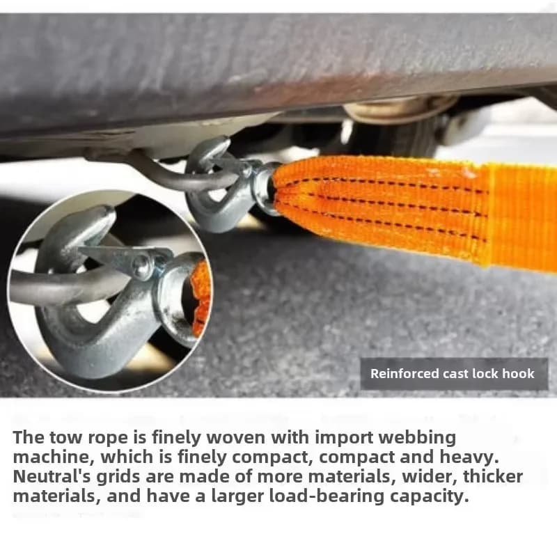 كابل سحب سيارات ثقيل 3 طن 5 طن 3 متر 4 متر حبل سحب مقطورة مع خطافات أمان مجموعة إنقاذ طوارئ على الطريق لسيارات الفان - 3
