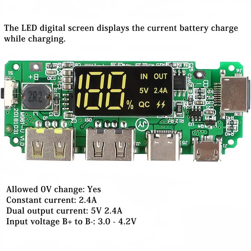 18650 Charging Board Dual USB 5V 2.4A Mobile Power Bank Module 186 50 Lithium Battery Charger Board Circuit Protection - 5
