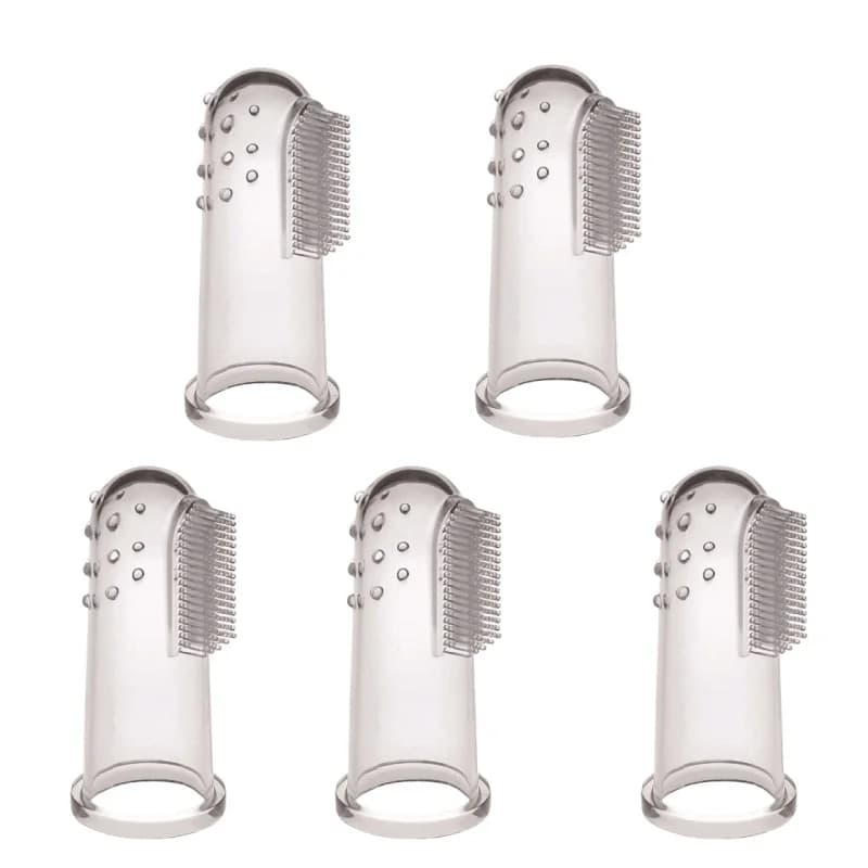 5pcs Soft Finger Pet Toothbrush Teddy Dog Brush Off Bad Breath Tartar Teeth Care Dogs Cat Tooth Brush - 3