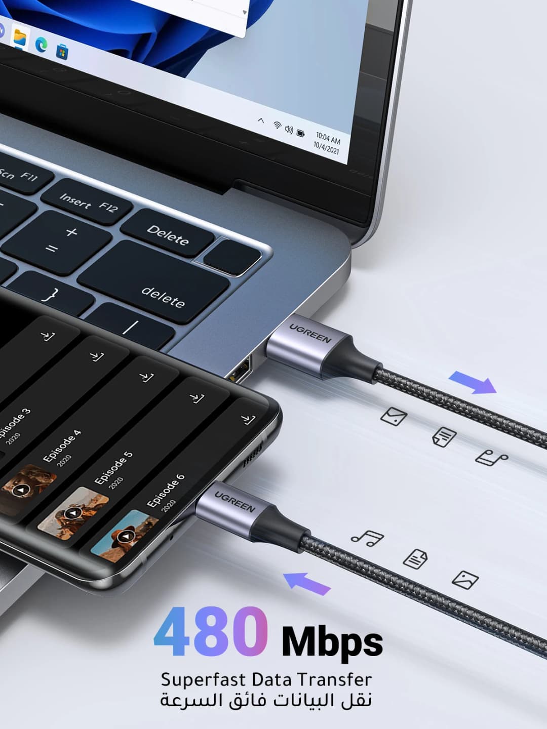 UGREEN 3A USB C Type C Cable for iPhone 18/17/16/15 Xiaomi Poco Samsung 18W Charging Wire USB2.0 Data Cord Carplay QC3.0 0.25-3M - 5