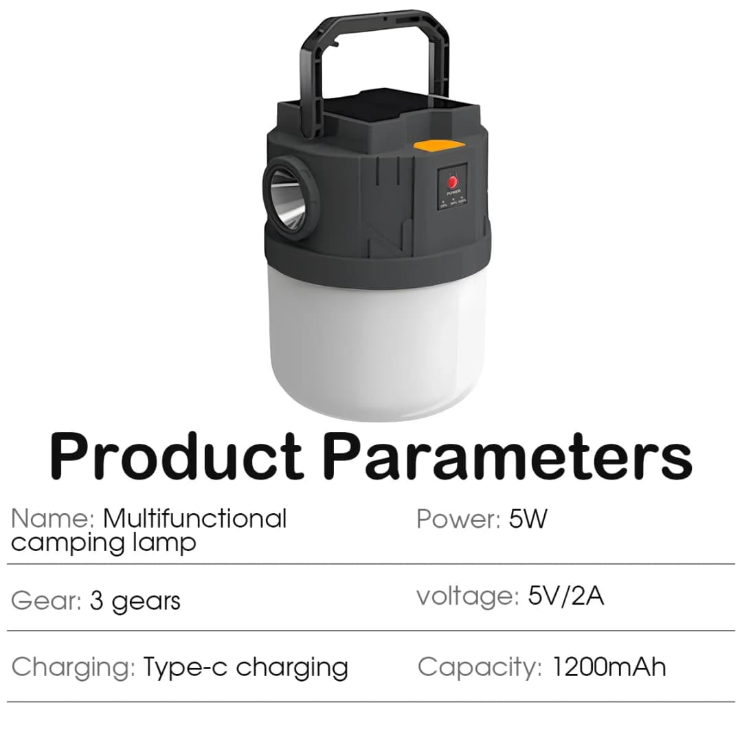مصباح معلق كروي يعمل بالطاقة الشمسية مع خطاف، مصباح تخييم محمول متعدد الوظائف، لمبة LED قابلة لإعادة الشحن عبر USB - 6