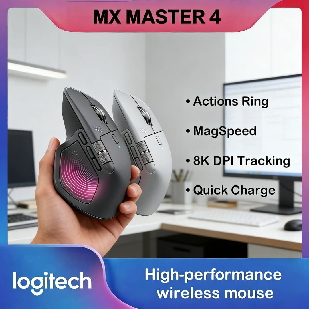 Logitech MX Master 4 Ergonomic Wireless Mouse Darkfield Glass Surface Tracking 70-Day Battery Life USB-C+G102/G203/G304/G305M220
