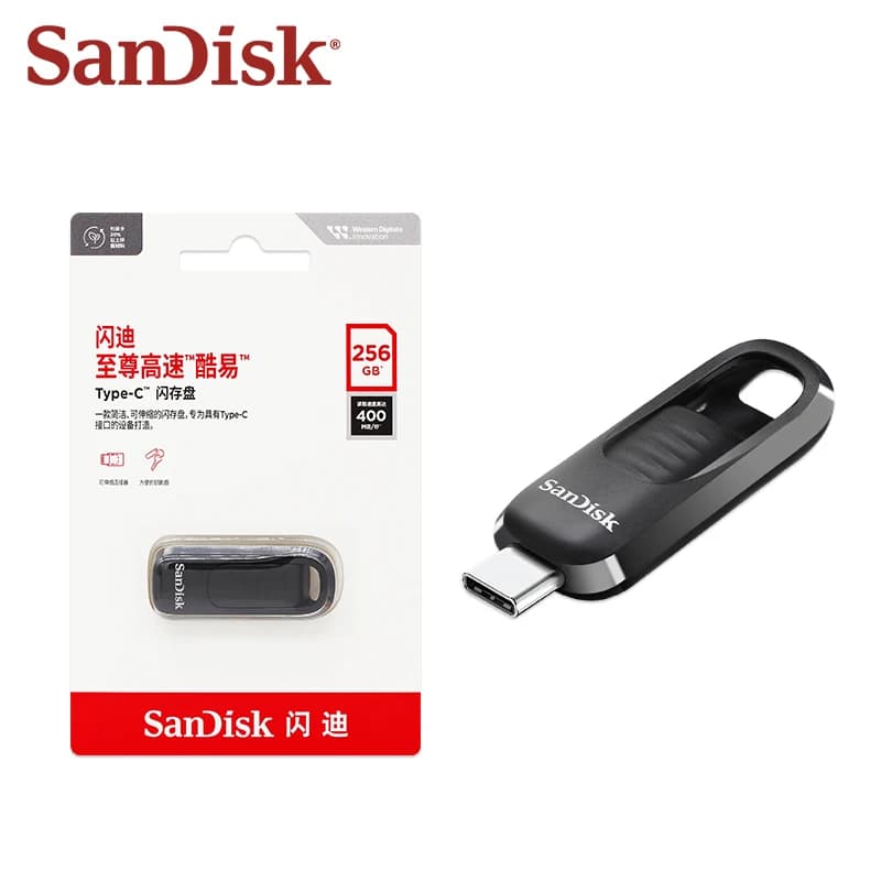SanDisk Ultra Slider Flash Drive CZ480 Pen Drive 64GB 128GB 256GB Read speeds up to 400MB/s USB 3.2 Type-C Flash Disk for Tablet - 6