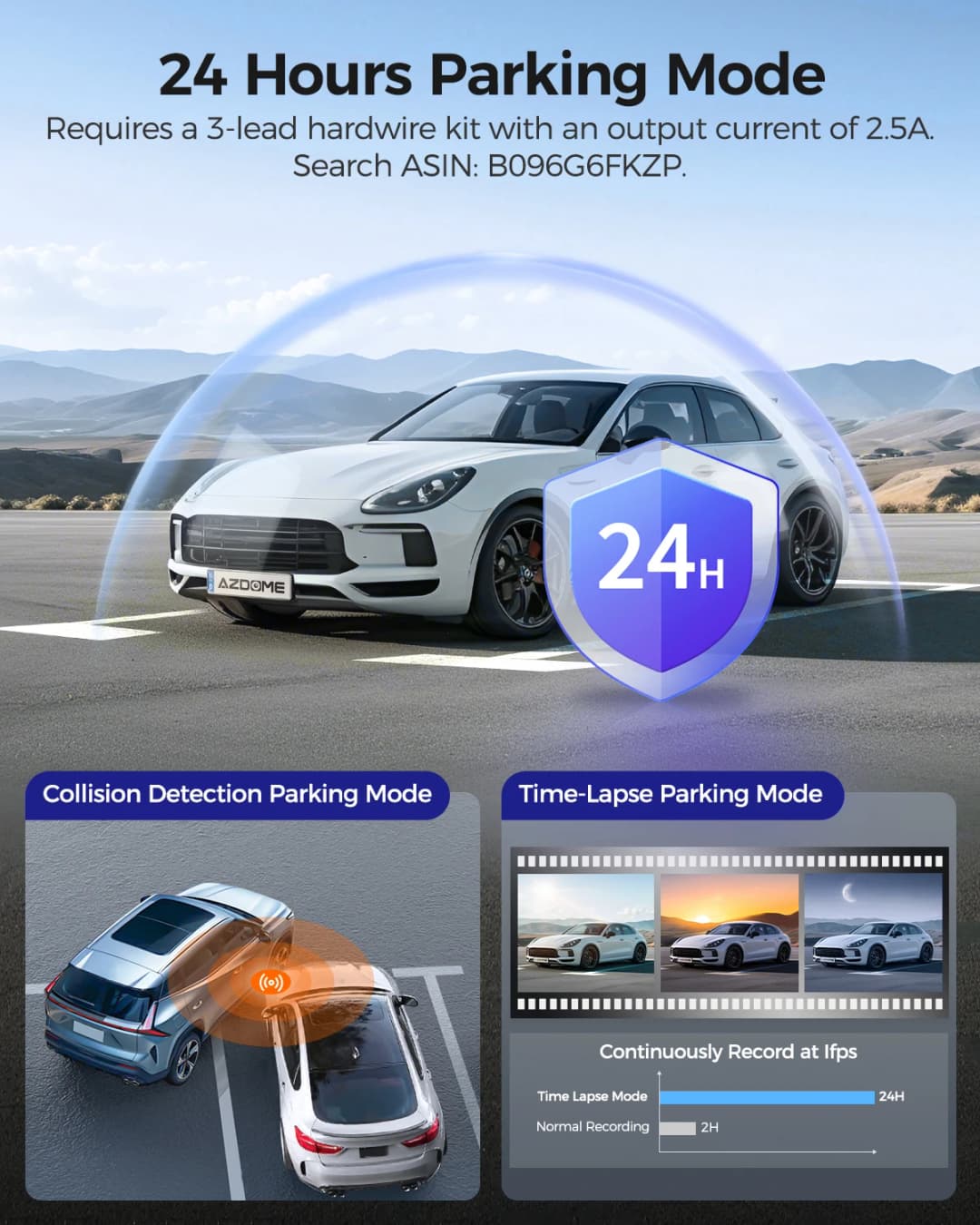 AZDOME M550 Pro 5.8Ghz Wi-Fi Dash Cam 3 Channel Built-in GPS 4K Dash Camera G-sensor Car Camera Night Vision 24H Parking Mode - 6