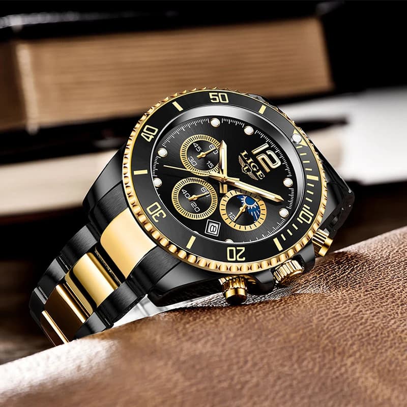 LIGE Men Watch Fashion Full Steel Military Waterproof Quartz Watches for Men Top Brand Luxury Military Chronograph Montre Homme - 2